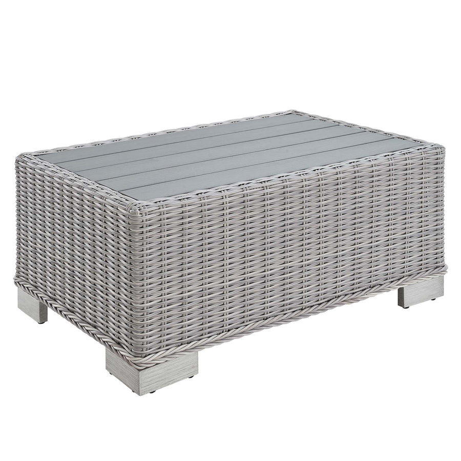 Harlow 4-Piece Outdoor Patio Wicker Rattan Furniture Set in Light Gray Navy