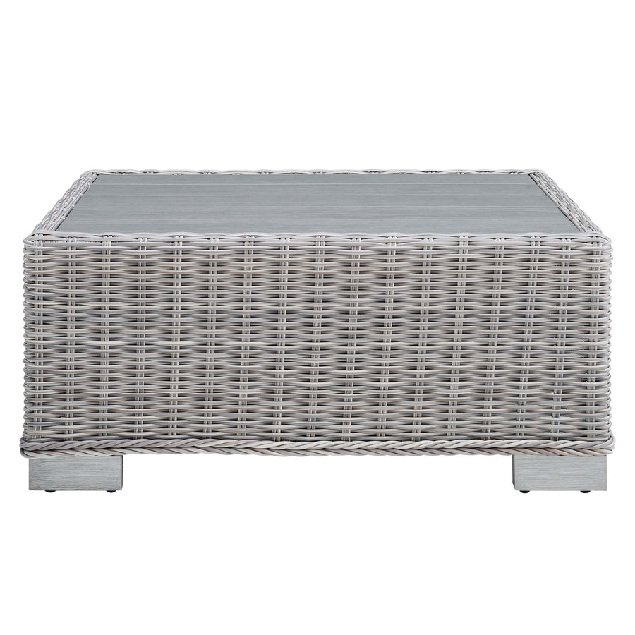 Harlow 4-Piece Outdoor Patio Wicker Rattan Furniture Set in Light Gray Navy