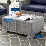 Harlow 4-Piece Outdoor Patio Wicker Rattan Furniture Set in Light Gray Navy