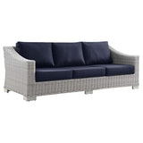 Harlow 4-Piece Outdoor Patio Wicker Rattan Furniture Set in Light Gray Navy