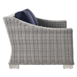 Harlow 4-Piece Outdoor Patio Wicker Rattan Furniture Set in Light Gray Navy