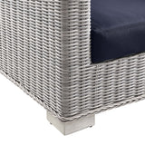 Harlow 4-Piece Outdoor Patio Wicker Rattan Furniture Set in Light Gray Navy