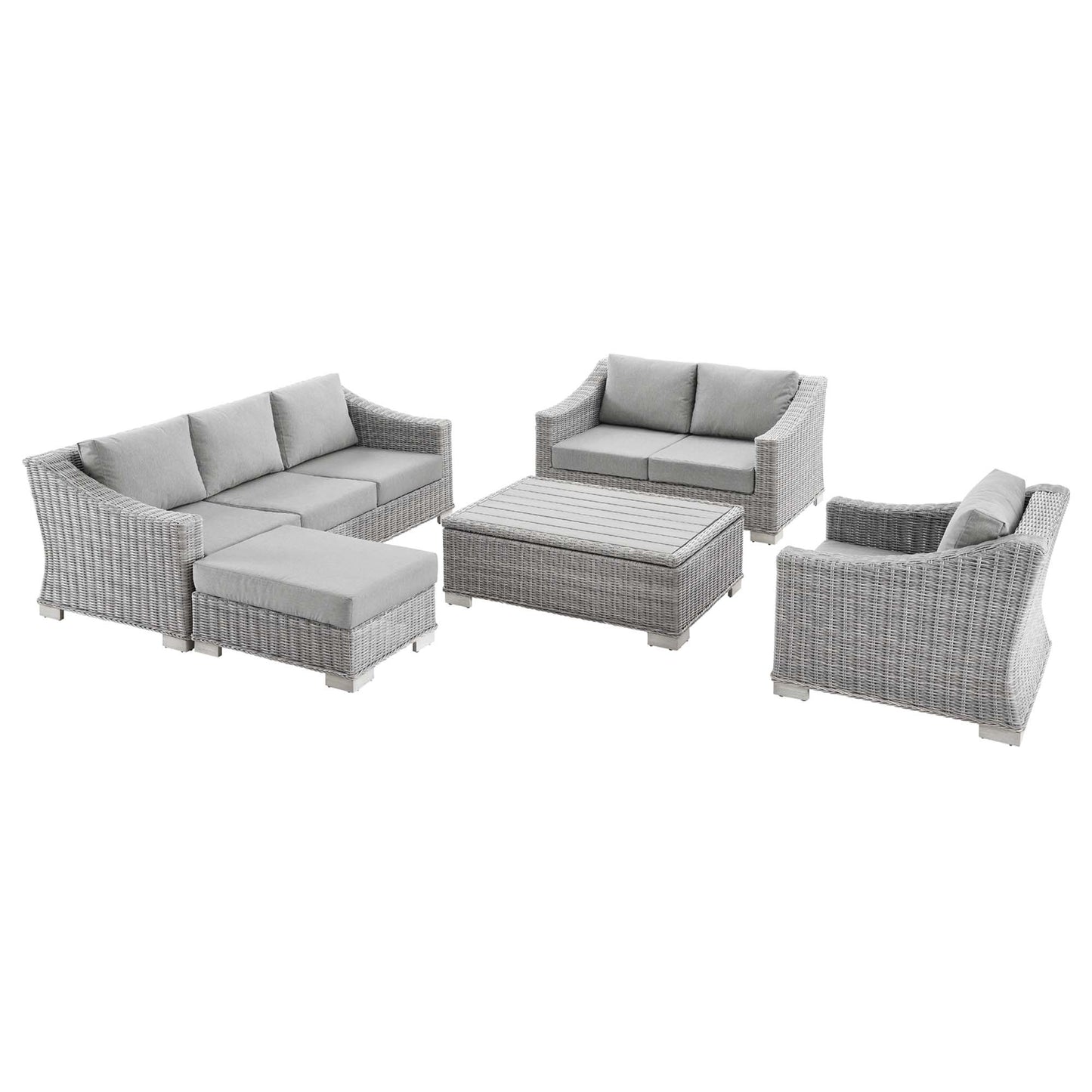 Conway 5-Piece Outdoor Patio Wicker Rattan Furniture Set by Furniture For America