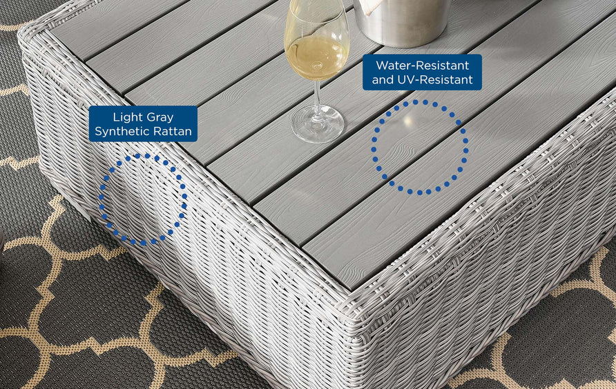 Harlow 5-Piece Outdoor Patio Wicker Rattan Furniture Set in Light Gray Gray