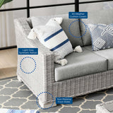 Harlow 4-Piece Outdoor Patio Wicker Rattan Furniture Set in Light Gray Gray