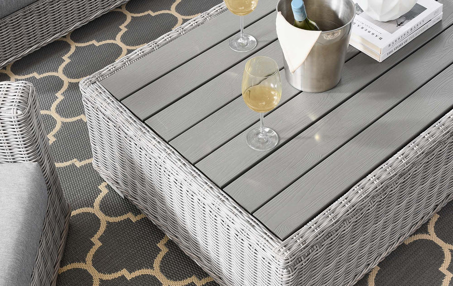 Harlow 4-Piece Outdoor Patio Wicker Rattan Furniture Set in Light Gray Gray