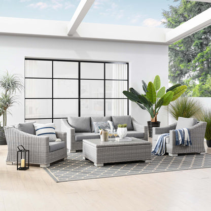 Conway 4-Piece Outdoor Patio Wicker Rattan Furniture Set by Furniture For America