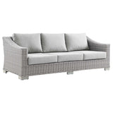 Harlow 4-Piece Outdoor Patio Wicker Rattan Furniture Set in Light Gray Gray