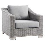 Harlow 4-Piece Outdoor Patio Wicker Rattan Furniture Set in Light Gray Gray