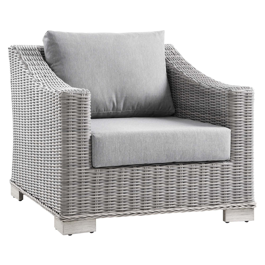 Harlow 4-Piece Outdoor Patio Wicker Rattan Furniture Set in Light Gray Gray