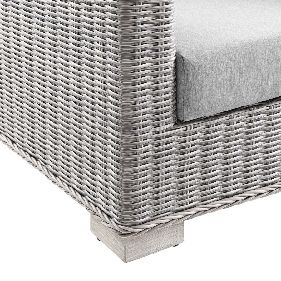 Harlow 4-Piece Outdoor Patio Wicker Rattan Furniture Set in Light Gray Gray