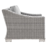 Harlow 4-Piece Outdoor Patio Wicker Rattan Furniture Set in Light Gray Gray
