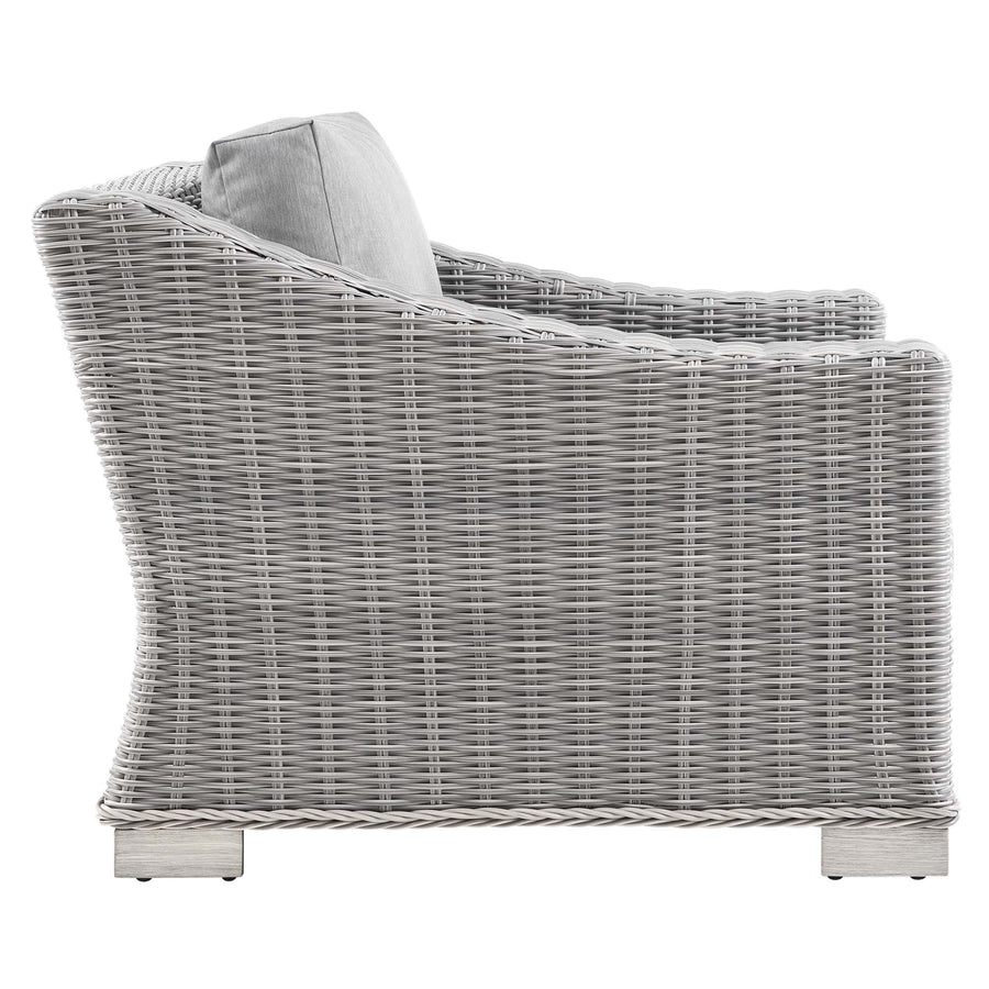 Harlow 4-Piece Outdoor Patio Wicker Rattan Furniture Set in Light Gray Gray