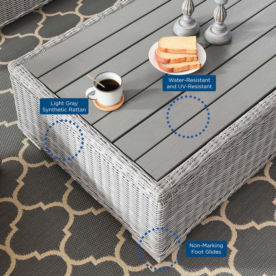 Harlow 4-Piece Outdoor Patio Wicker Rattan Furniture Set in Light Gray Navy