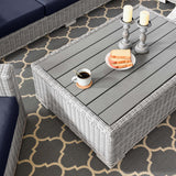 Harlow 4-Piece Outdoor Patio Wicker Rattan Furniture Set in Light Gray Navy