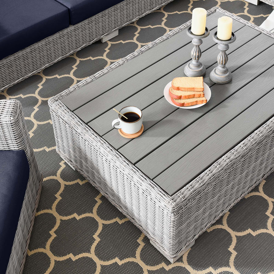 Harlow 4-Piece Outdoor Patio Wicker Rattan Furniture Set in Light Gray Navy