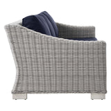 Harlow 4-Piece Outdoor Patio Wicker Rattan Furniture Set in Light Gray Navy