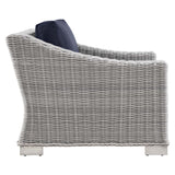 Harlow 4-Piece Outdoor Patio Wicker Rattan Furniture Set in Light Gray Navy