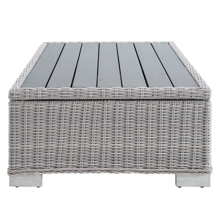 Conway 4-Piece Outdoor Patio Wicker Rattan Furniture Set in Light Gray Navy