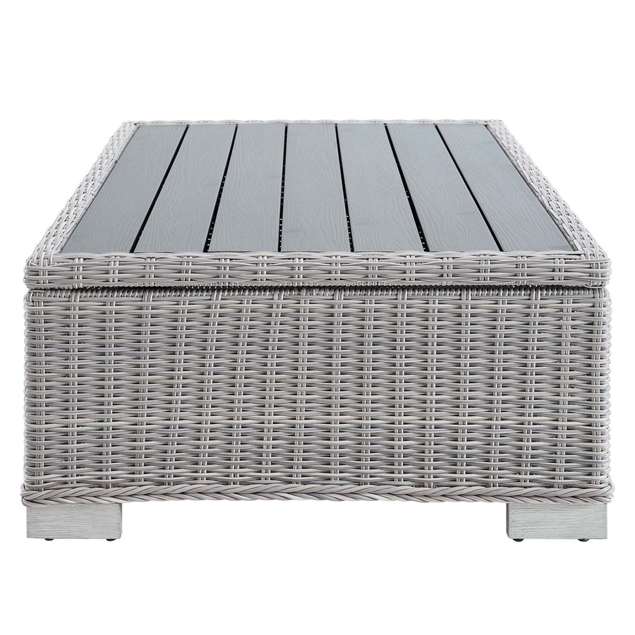 Harlow 4-Piece Outdoor Patio Wicker Rattan Furniture Set in Light Gray Navy