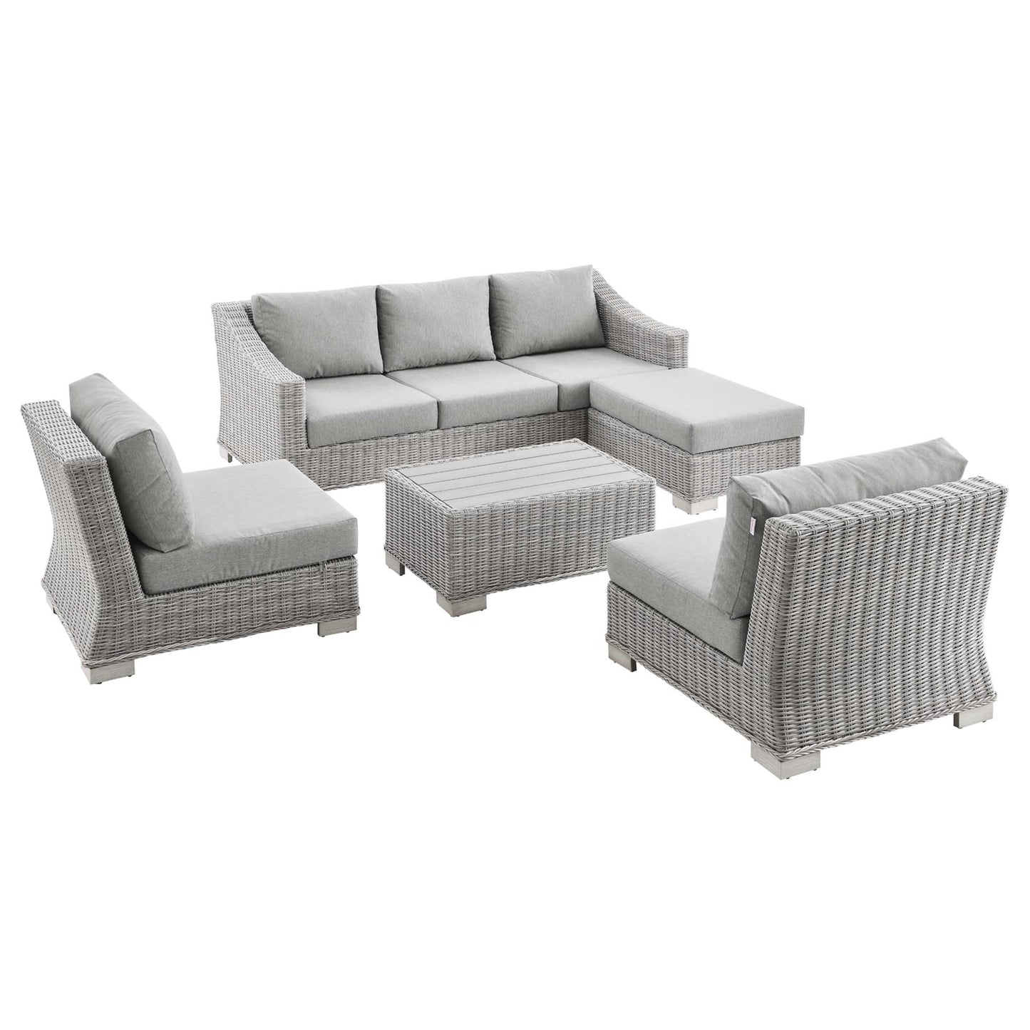 Conway 5-Piece Outdoor Patio Wicker Rattan Furniture Set by Furniture For America
