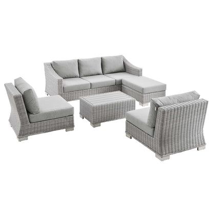 Conway 5-Piece Outdoor Patio Wicker Rattan Furniture Set by Furniture For America