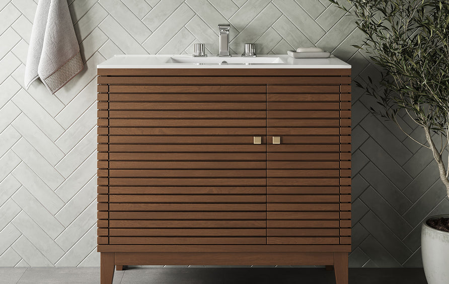 Hearth 36" Bathroom Vanity in Walnut White