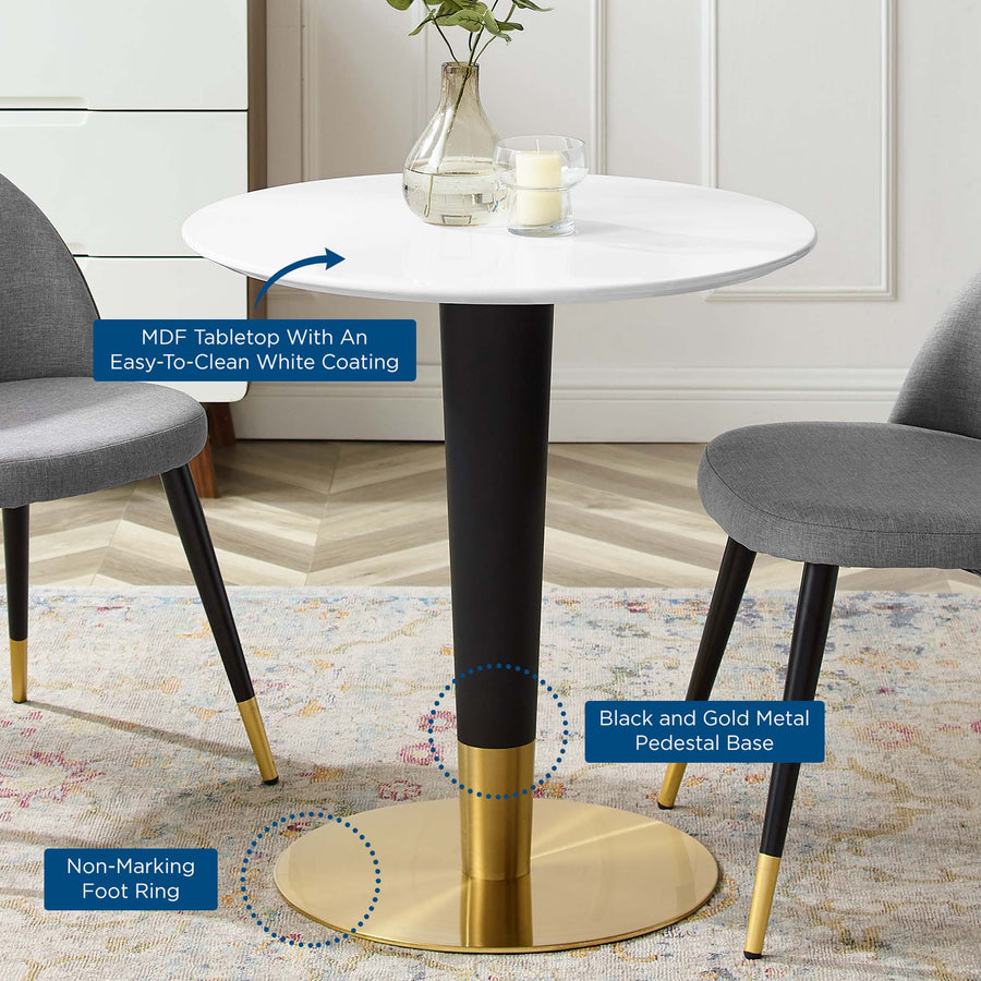 Larch 28" Dining Table in Gold White