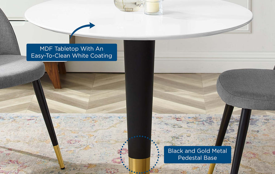 Larch 36" Dining Table in Gold White