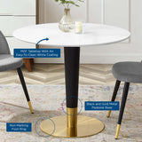 Larch 36" Dining Table in Gold White