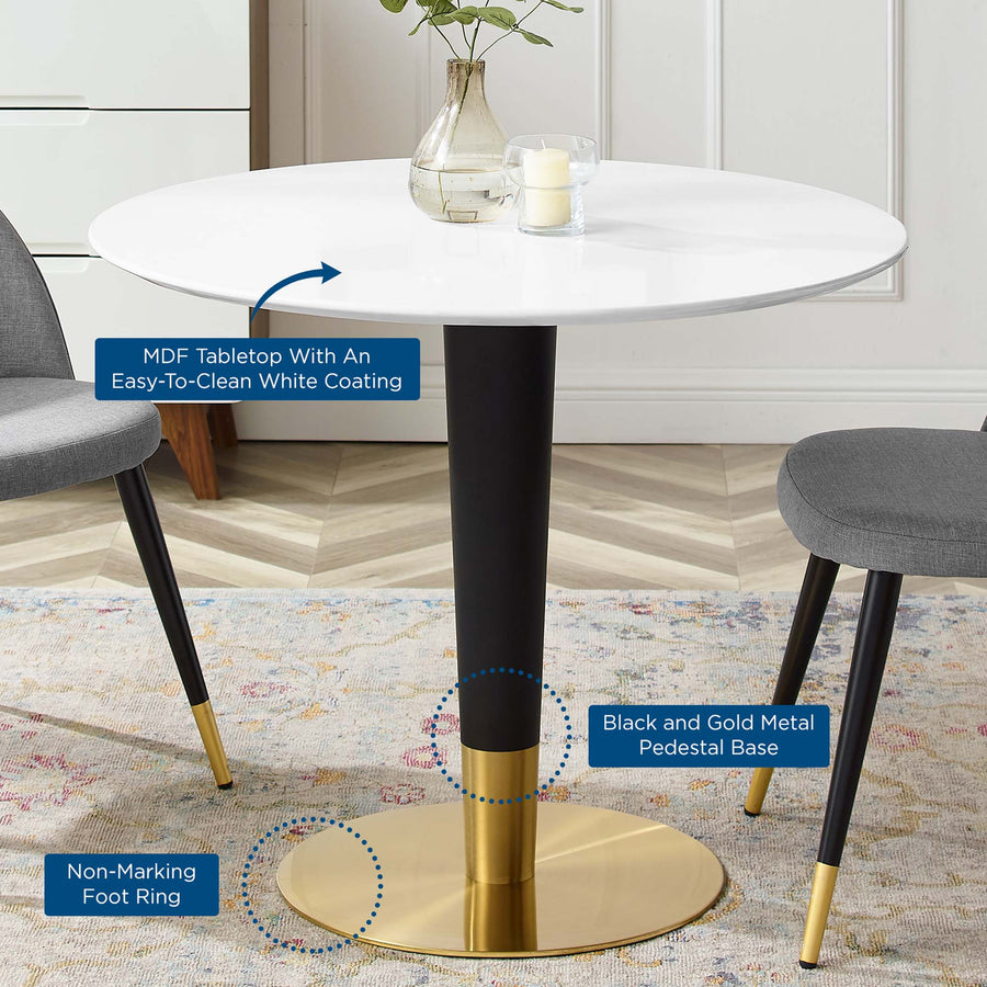 Larch 36" Dining Table in Gold White