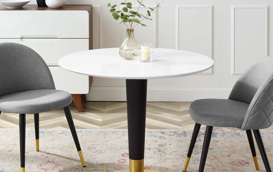 Larch 36" Dining Table in Gold White