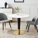 Larch 36" Dining Table in Gold White
