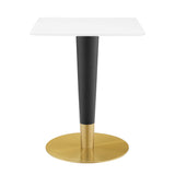 Larch 24" Square Dining Table in Gold White