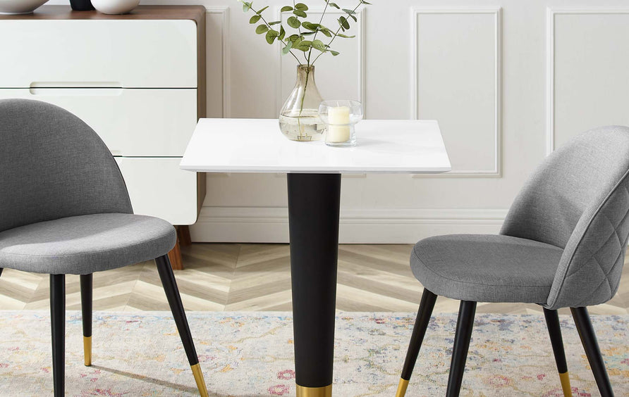Larch 24" Square Dining Table in Gold White