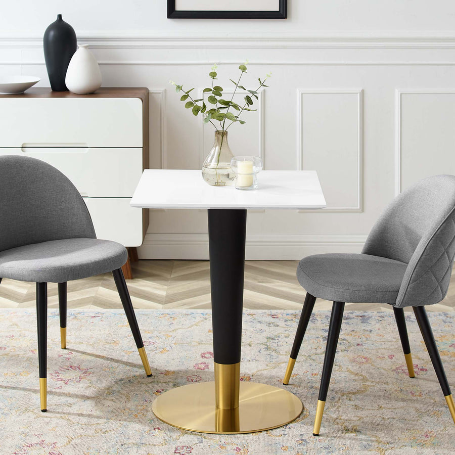 Larch 24" Square Dining Table in Gold White