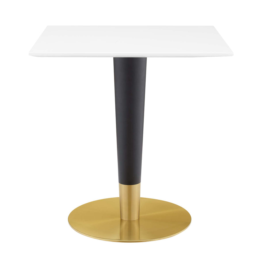 Larch 28" Square Dining Table in Gold White