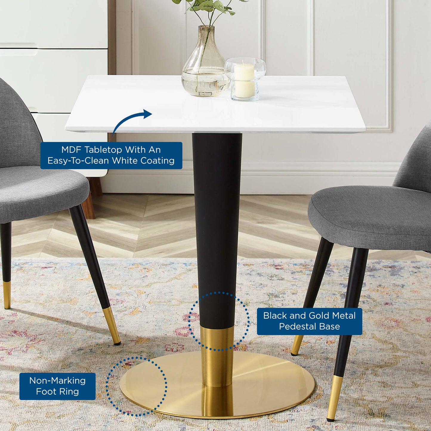Zinque 28" Square Dining Table by Furniture For America