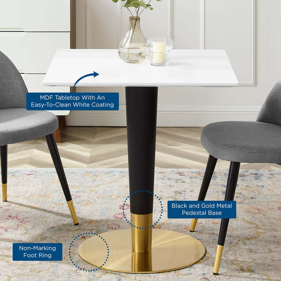 Larch 28" Square Dining Table in Gold White