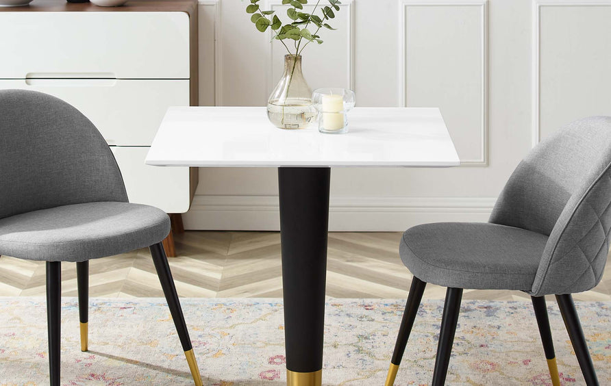 Larch 28" Square Dining Table in Gold White