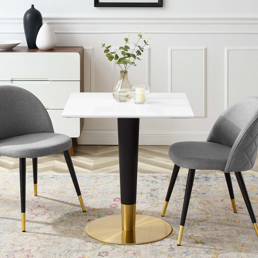 Larch 28" Square Dining Table in Gold White