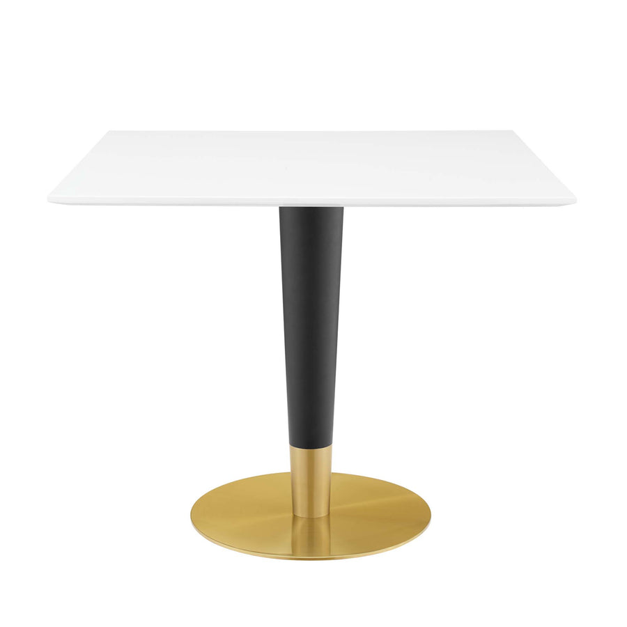 Larch 36" Square Dining Table in Gold White