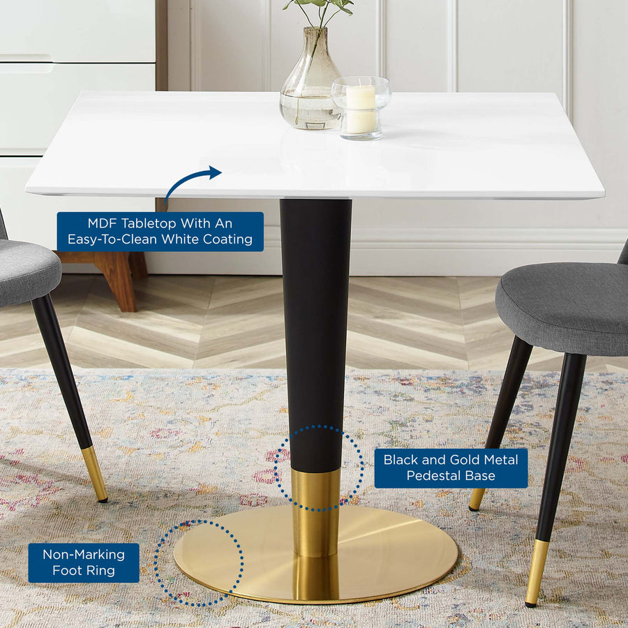 Larch 36" Square Dining Table in Gold White