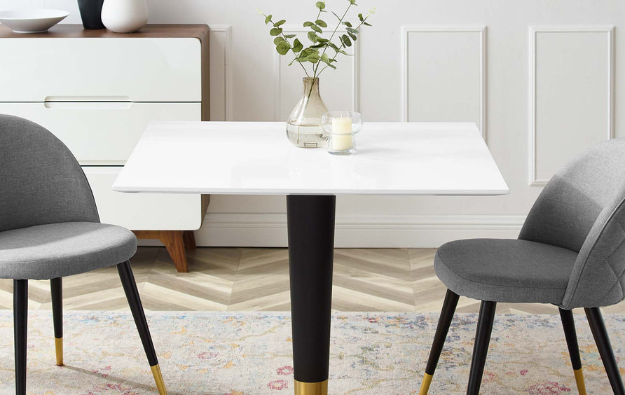 Larch 36" Square Dining Table in Gold White