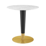 Larch 28" Artificial Marble Dining Table in Gold White