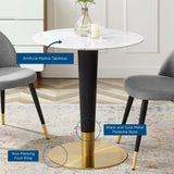 Larch 28" Artificial Marble Dining Table in Gold White