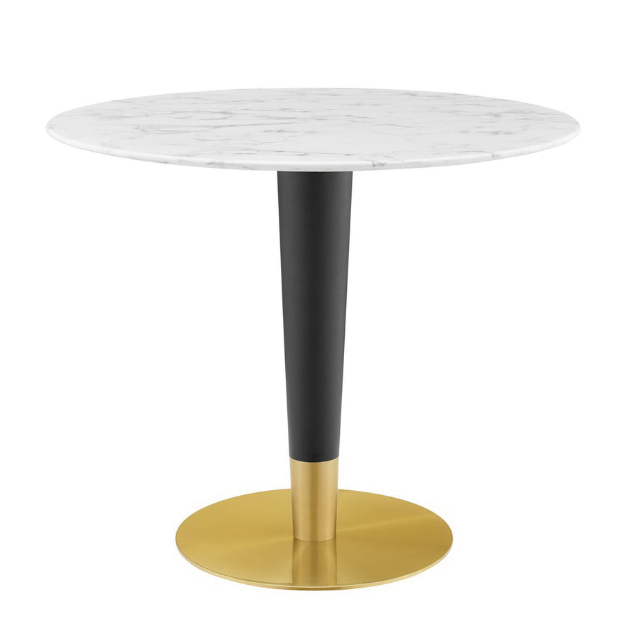 Larch 36" Artificial Marble Dining Table in Gold White