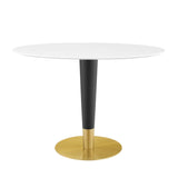 Larch 42" Oval Dining Table in Gold White