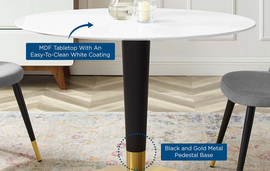 Larch 42" Oval Dining Table in Gold White