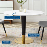 Larch 42" Oval Dining Table in Gold White